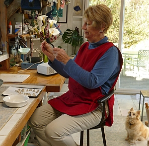 Margaret working in her Studio